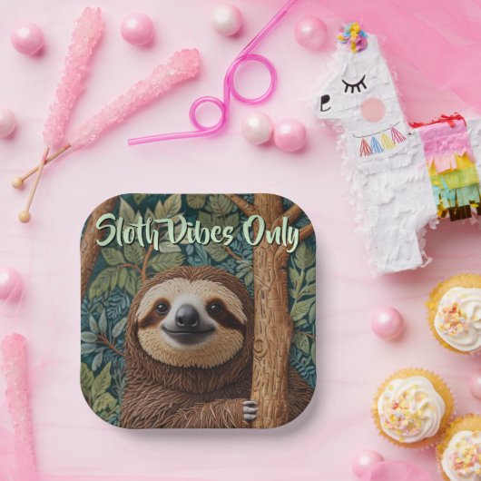 Cute retro boho Sloth Hang in there sloth vibes  Pappteller (Party)