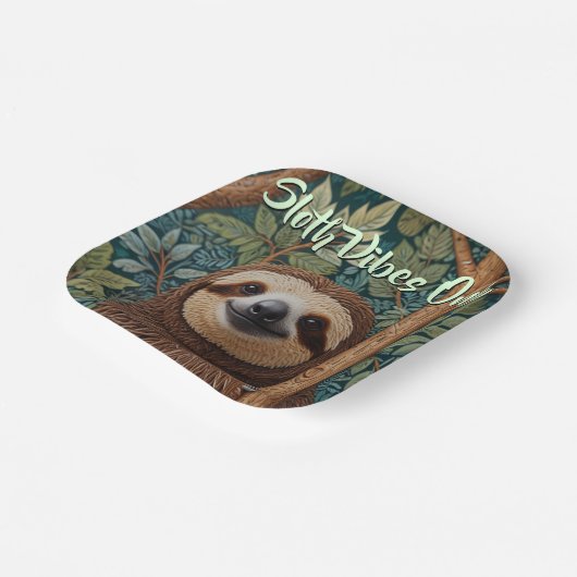 Cute retro boho Sloth Hang in there sloth vibes  Pappteller (Gewinkelt)
