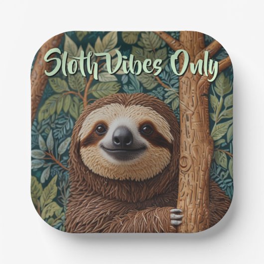 Cute retro boho Sloth Hang in there sloth vibes  Pappteller (Vorderseite)