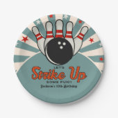 Cute Retro Bowling Party for Kids Pappteller (Vorderseite)