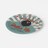 Cute Retro Bowling Party for Kids Pappteller (Schrägansicht)