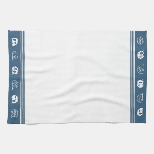 Cute Retro Campers in Blue and White Geschirrtuch (Horizontal)