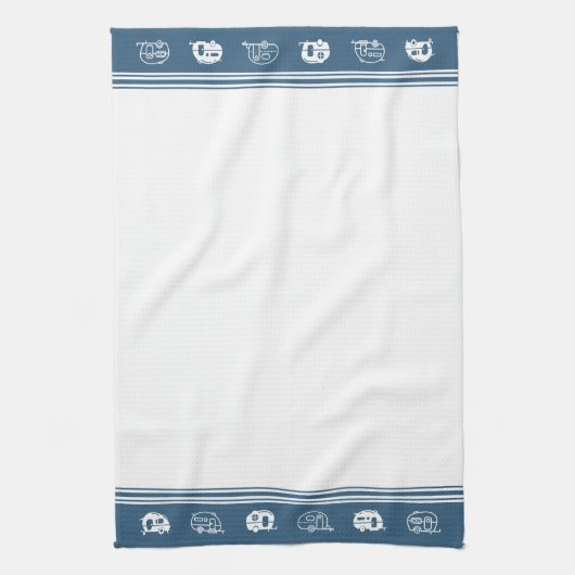 Cute Retro Campers in Blue and White Geschirrtuch (Vertikal)