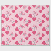 Cute Retro Cherry Heart Valentine Seamless Pattern Geschenkpapier (Flach)