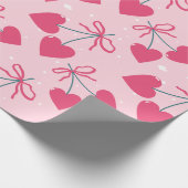 Cute Retro Cherry Heart Valentine Seamless Pattern Geschenkpapier (Ecke)