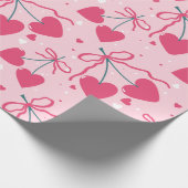 Cute Retro Cherry Heart Valentine Seamless Pattern Geschenkpapier (Ecke)