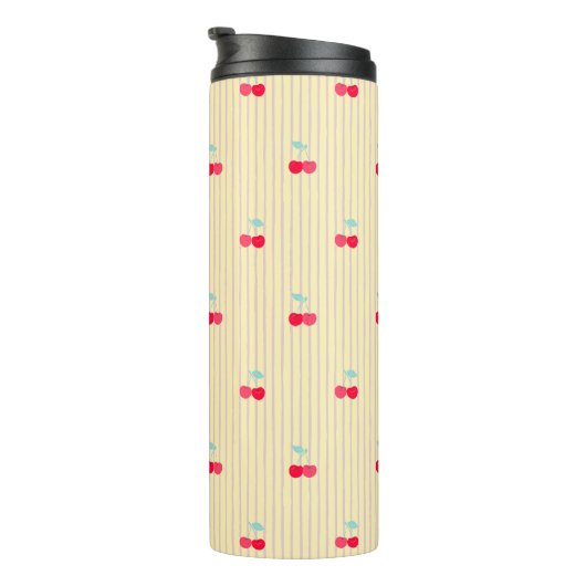 Cute Retro Cherry Pattern Retro Pop Thermosbecher (Nach rechts gedreht)