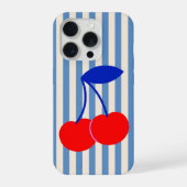 Cute Retro Cherry Stripes iPhone Hülle (Rückseite)