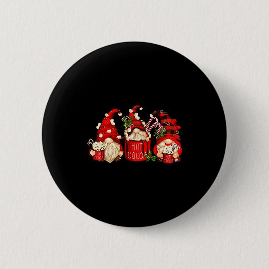 Cute Retro Chocolate Hot Cocoa Mug Funny Gnomes Ch Button (Vorderseite)