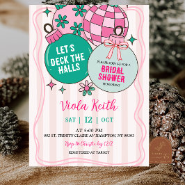 Cute Retro Christmas Deck the Halls Bridal Shower Einladung