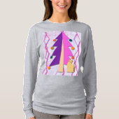 Cute Retro Christmas Tree and Cat Art on T-Shirt (Vorderseite)