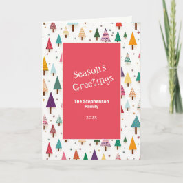 Cute Retro Christmas Trees Feiertagskarte