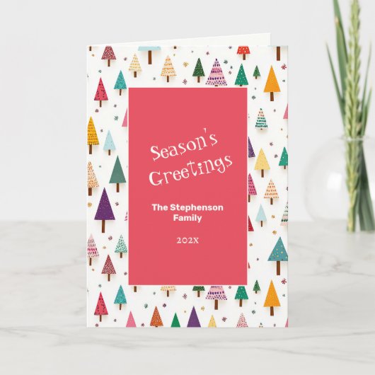 Cute Retro Christmas Trees Feiertagskarte (Vorderseite)