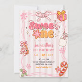 Cute Retro Christmas Winter Girl Sweet One  Einladung (Vorderseite)