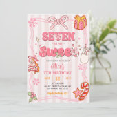 Cute Retro Christmas Winter Seven is So Sweet Einladung (Stehend Vorderseite)