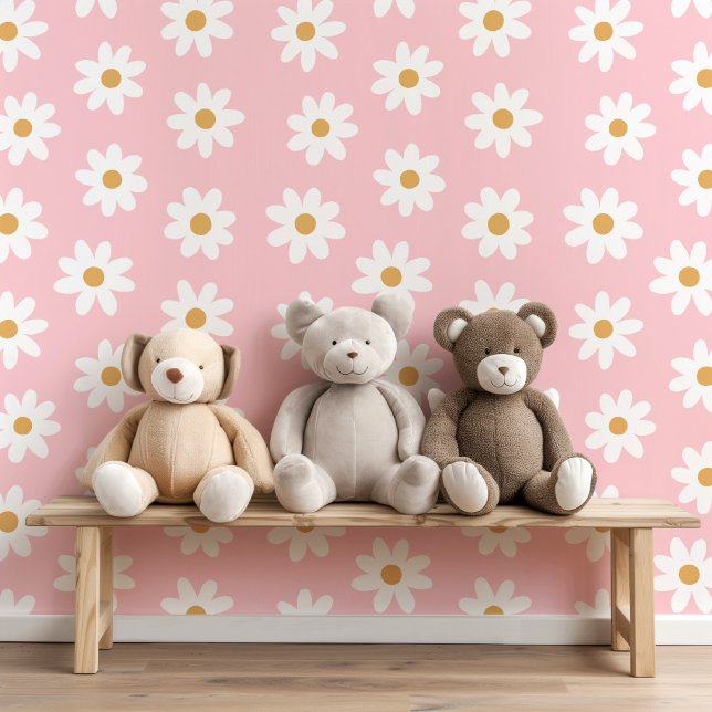 Cute Retro Daisis bearbeitbare Hintergrundfarbe Tapete (Von Creator hochgeladen)