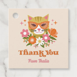 Cute Retro Floral Cat Girls Birthday Party Favor Geschenkanhänger