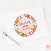 Cute Retro Floral Frame Thank You Runder Aufkleber (Umschlag)