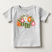 Cute Retro Floral One | Baby's First Birthday Baby T-shirt (Vorderseite)
