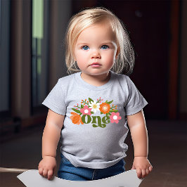 Cute Retro Floral One | Baby's First Birthday Baby T-shirt