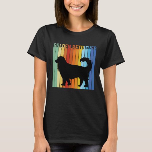 Cute Retro Golden Retriever Rainbow T-Shirt (Vorderseite)