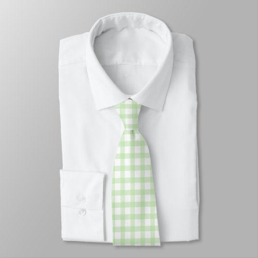 Cute Retro Green Gingham Plaid pattern Krawatte (Gebunden)