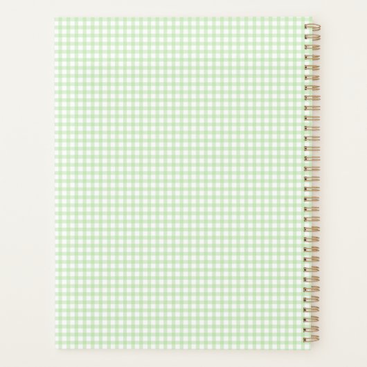 Cute Retro Green Gingham Plaid pattern Planer (Rückseite)