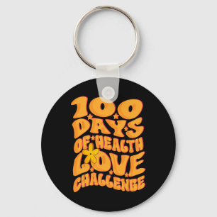 Cute Retro Groovy 100 Tage Gesundheitsliebe Heraus Schlüsselanhänger