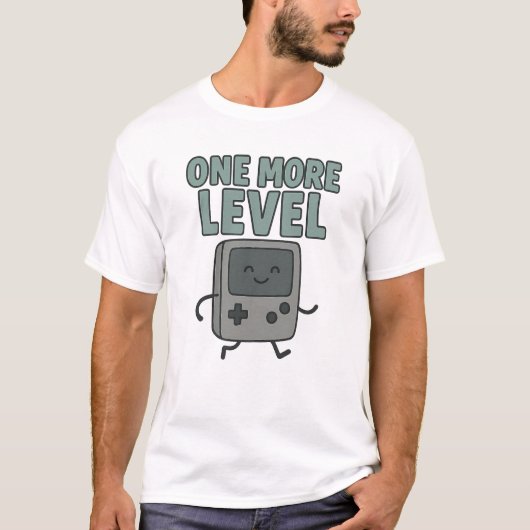 Cute Retro Handheld Console "One More Level" T-Shirt (Vorderseite)