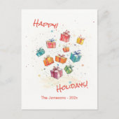 Cute Retro Happy Holidays Postcard Feiertagspostkarte (Vorderseite)