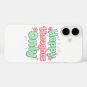 Cute Retro "Happy Thoughts Only" Case-Mate iPhone Hülle (Rückseite (Horizontal))