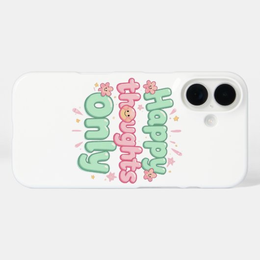 Cute Retro "Happy Thoughts Only" Case-Mate iPhone Hülle (Rückseite (Horizontal))