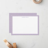 Cute Retro Lavender Gingham Plaid Personalized Mitteilungskarte (Vorderseite/Rückseite Beispiel)