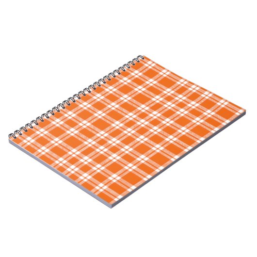 Cute Retro Orange Gingham Plaid Pattern Notizblock (Linke Seite)