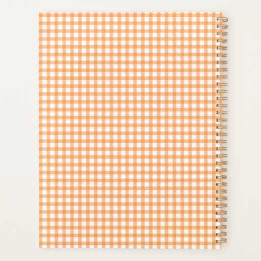 Cute Retro Orange Gingham Plaid pattern Planer (Rückseite)
