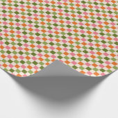 Cute Retro Orange Pink Green Checkerboard Pattern Geschenkpapier (Ecke)