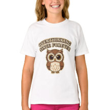 Cute Retro Owl Overthinking Girls T-Shirt