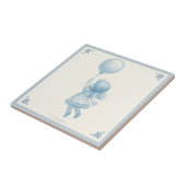Cute retro pastel blue whimsical girl with balloon fliese (Seite)