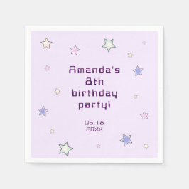 Cute Retro Pastel Stars Light Pink Kids Birthday  Serviette
