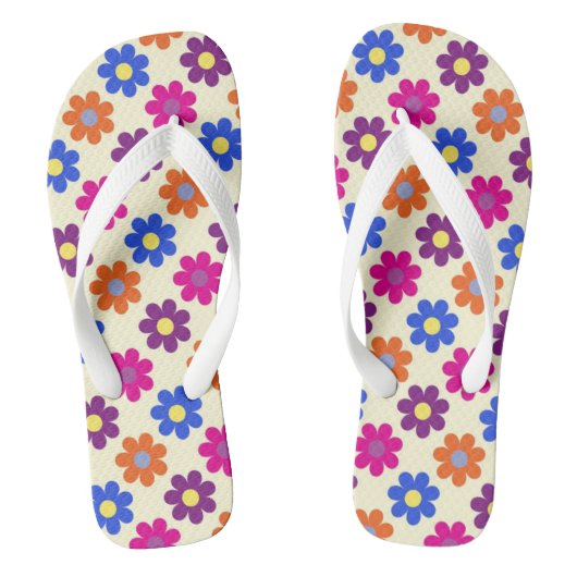 Cute Retro Penny Flower Pattern Badesandalen (Fußbett)