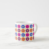 Cute Retro Penny Flower Pattern Espressotasse (Vorderseite Rechts)