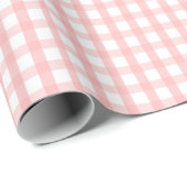 Cute Retro Pink Gingham Plaid pattern Geschenkpapier (Rolleneckpunkt)