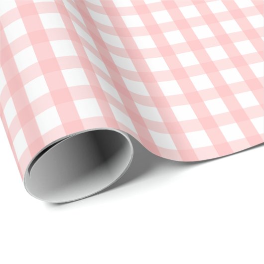 Cute Retro Pink Gingham Plaid pattern Geschenkpapier (Rolleneckpunkt)