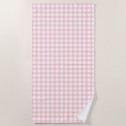 Cute Retro Pink Gingham Plaid pattern Strandtuch (Vorderseite)