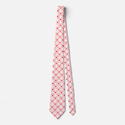 Cute Retro Pink Heart Gingham Plaid pattern Krawatte (Vorderseite)