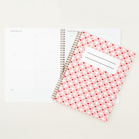 Cute Retro Pink Heart Gingham Plaid pattern Planer (Anzeige)