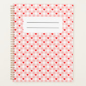 Cute Retro Pink Heart Gingham Plaid pattern Planer (Vorderseite)