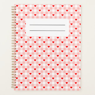Cute Retro Pink Heart Gingham Plaid pattern Planer