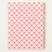 Cute Retro Pink Heart Gingham Plaid pattern Planer (Rückseite)