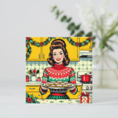 Cute Retro Pop Art Personalized Christmas Karte (Stehend Vorderseite)